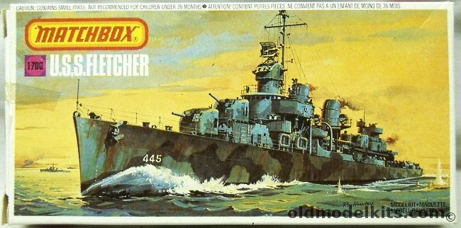 Matchbox 1/700 USS Fletcher DD445 Destroyer, PK-63 plastic model kit